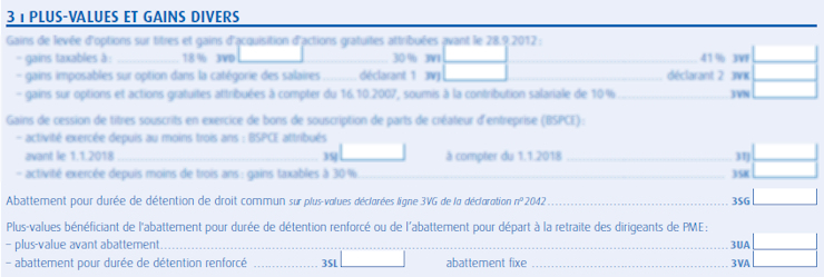 Declaration of capital gains on securities: pay attention to box 3SG and the allowance to be reintegrated.